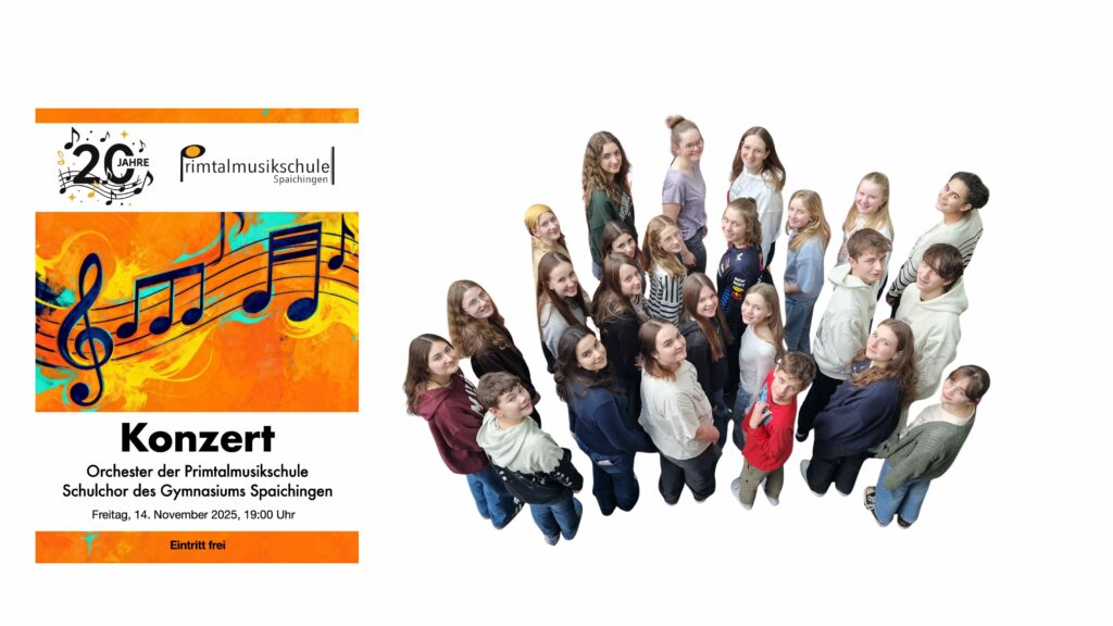 chor Plakat des Konzerts mit Foto vom Schulchor